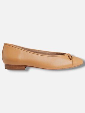 Saks Fifth Avenue Women's Beige Leather Ballet Flats Shoes Size 38